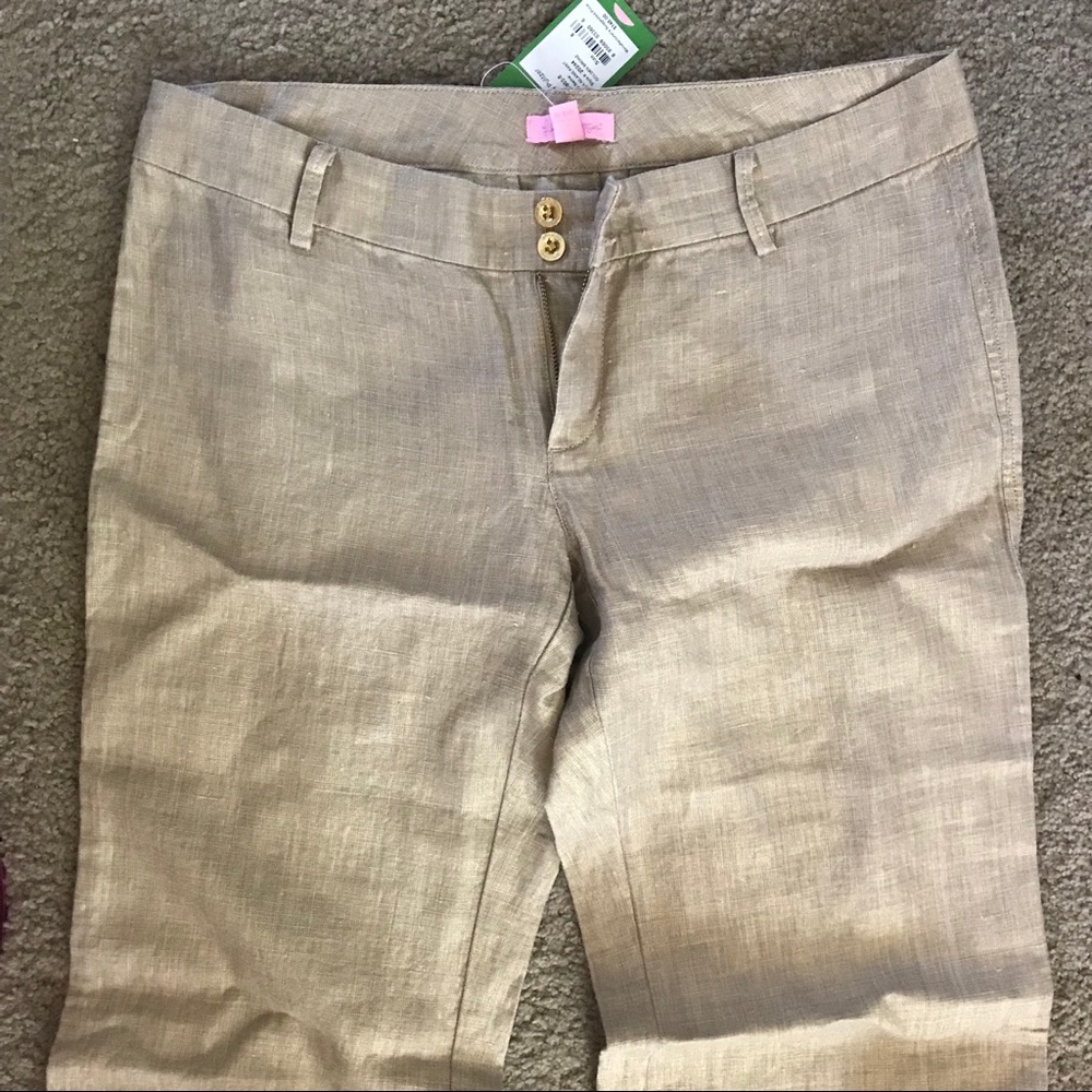 Lilly Pulitzer gold linen trousers, size 8